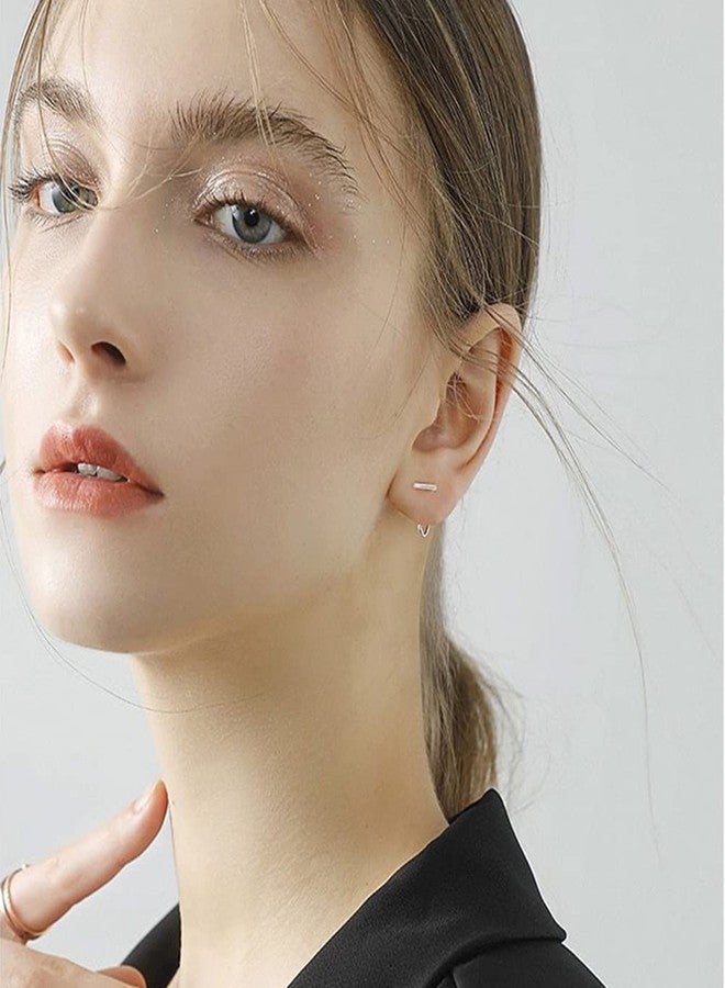 Izpack أقراط صغيرة بتصميم بسيط على شكل حرف T، نصف حلقة، عيار 18، مصنوعة من الفضة الإسترليني عيار 925، حلقات صغيرة للأنف، حلقات غضروفية، حلقات هندسية أنيقة، مناسبة للنساء والرجال ذوي الأذنين الحساسة. - Image 2